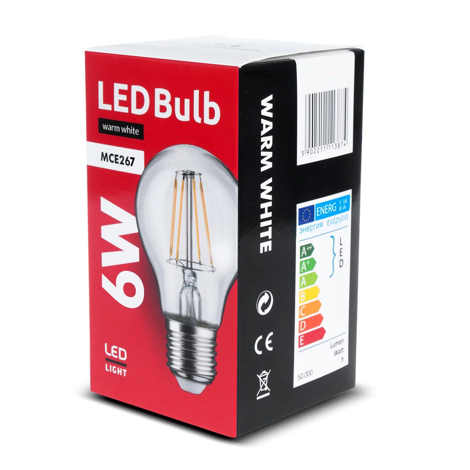 Bombilla de filamento LED E27, 6W 230V blanco cálido 3000K 600lm retro decorativo edison Maclean Energy MCE267 WW - Image 3