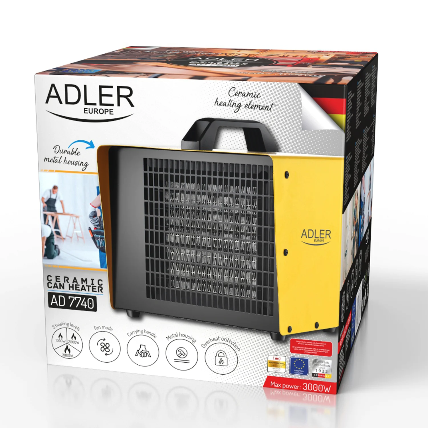 Calentador cerámico de 3000W Adler AD 7740 con termostato - Image 6