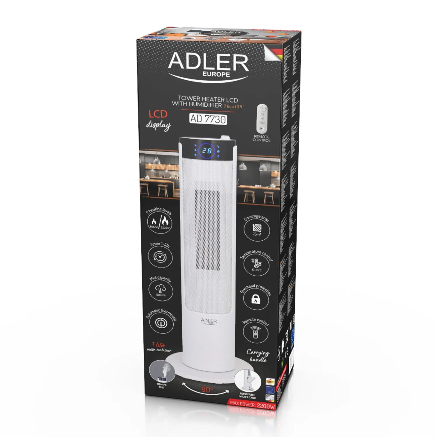 Calentador de columna LCD con humidificador Adler AD 7730 - Image 10