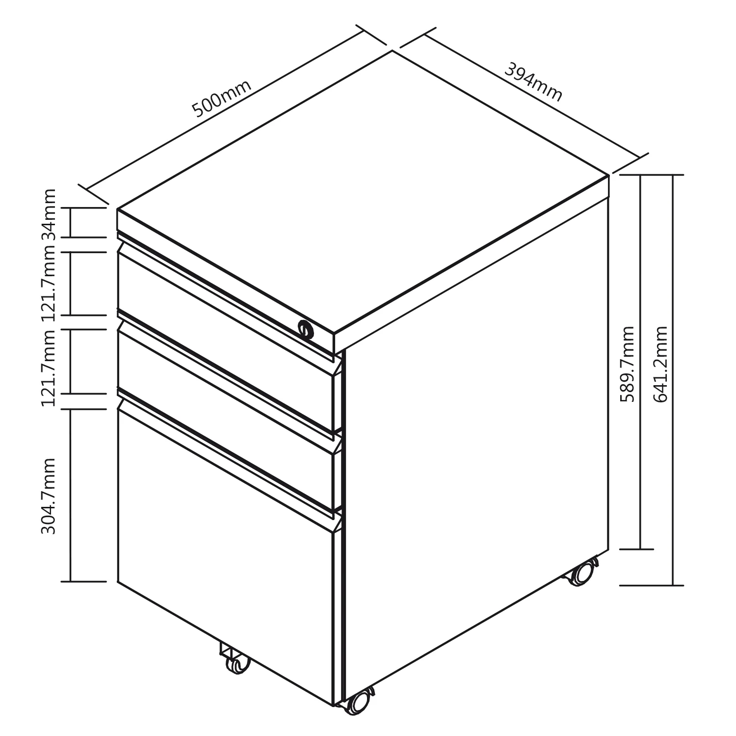 Contenedor de oficina con cerradura Gabinete de datos de oficina 39x64x50cm Negro Maclean - Image 3