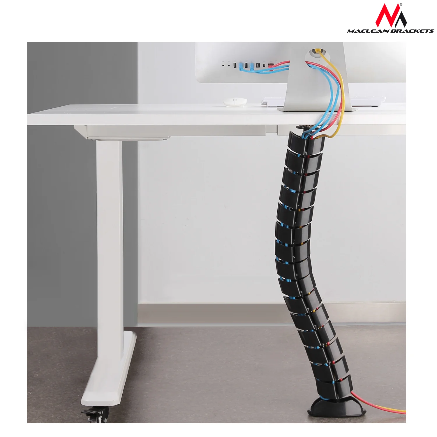Maclean MC-768 Organizador de cables, Cubrecables 80 cm, Canaleta, Protección en el hogar u oficina, Color negro - Image 3
