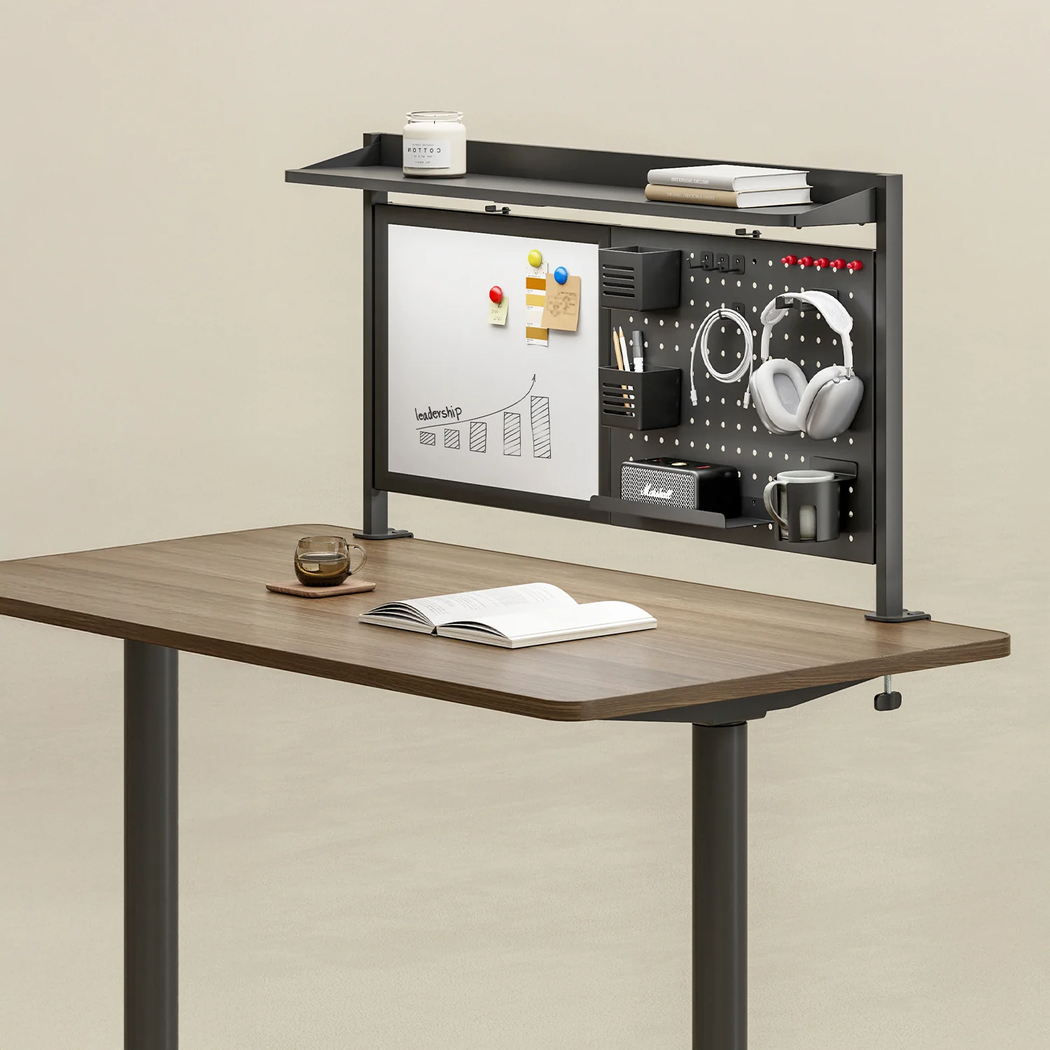 Ergo Office ER-301 B Divisor / Organizador de escritorio, Carga máx. 10kg, Pizarra blanca, ancho 1116mm, negro - Image 7