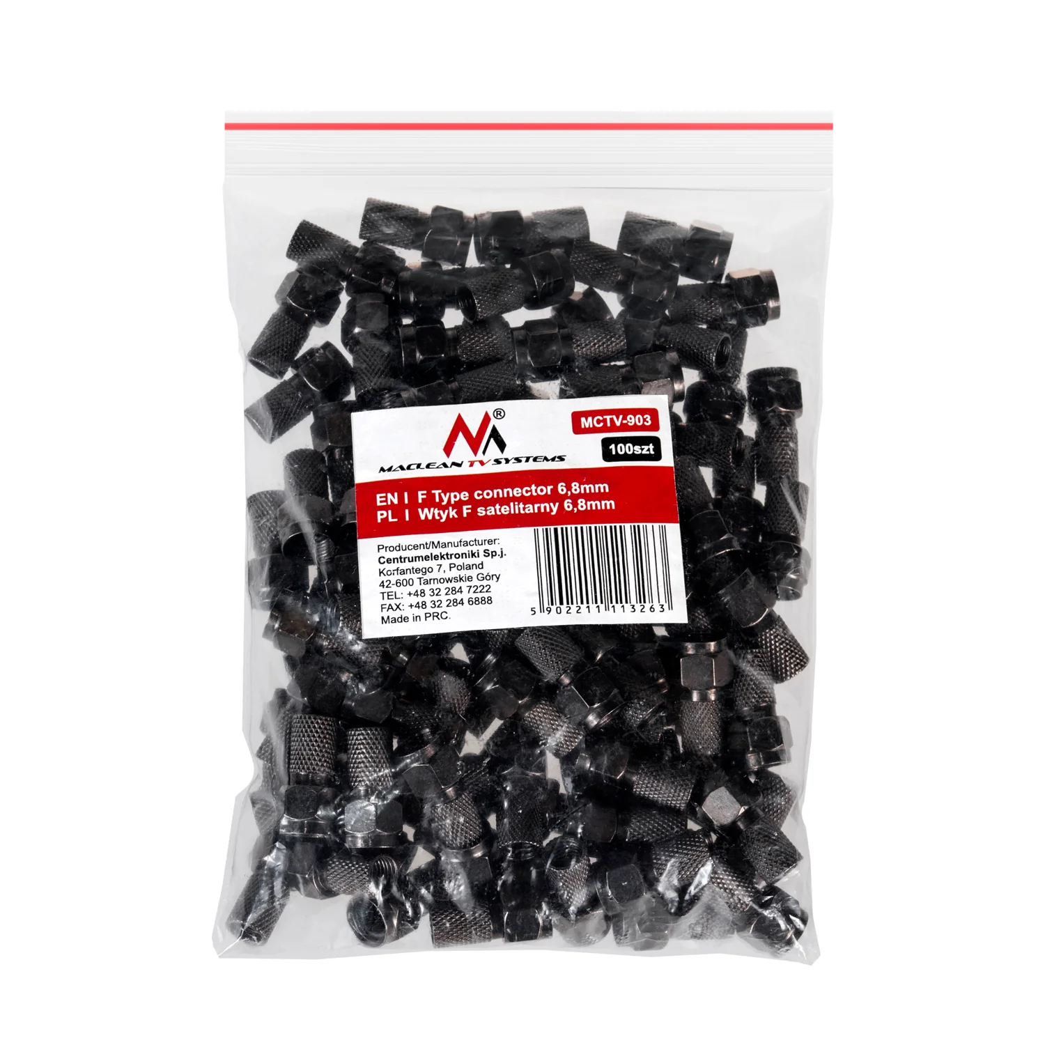 Enchufe F satélite profesional 6.8 mm RG5.9, RG6 níquel negro con junta Maclean TV Systems MCTV-903 - Image 4