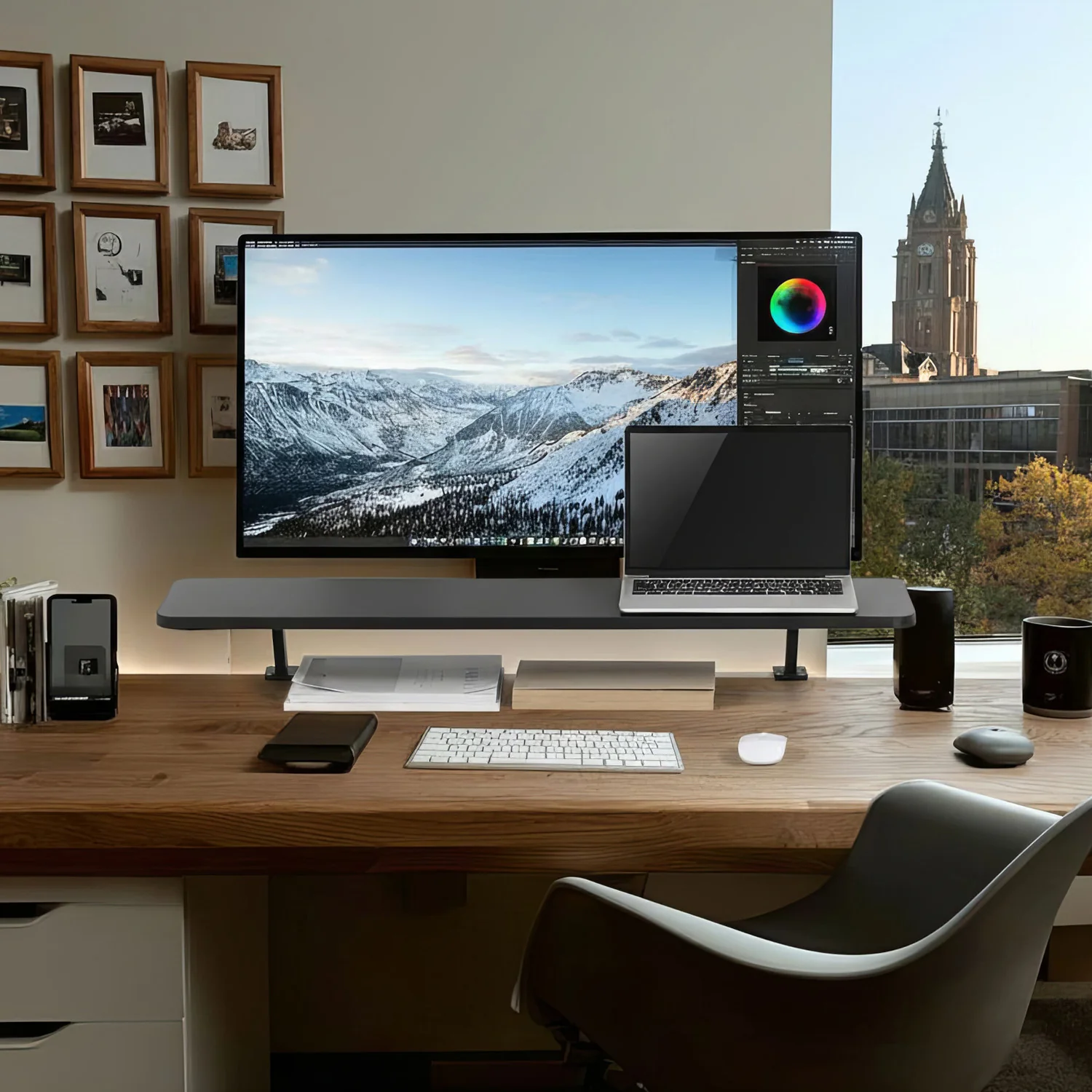Ergo Office ER-409 Soporte de monitor 13"~32" hasta un máximo de 20kg Estante de mesa 100x26cm Tablero de estantería Soporte de mesa - Image 14