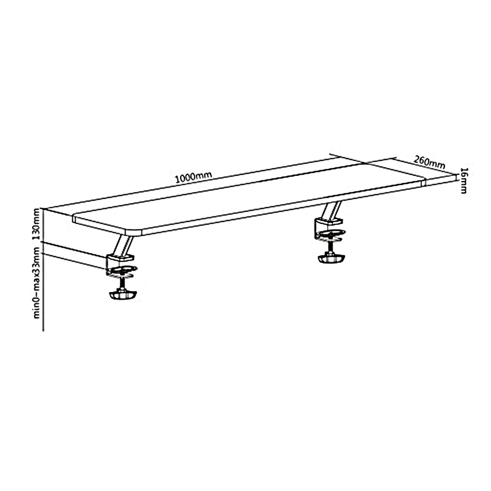 Ergo Office ER-409 Soporte de monitor 13"~32" hasta un máximo de 20kg Estante de mesa 100x26cm Tablero de estantería Soporte de mesa - Image 9