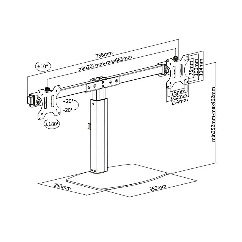 Ergo Office ER-411 Soporte universal para 2 monitores de pie para dos monitores de 17" a 27" 2 x 6kg - Image 10