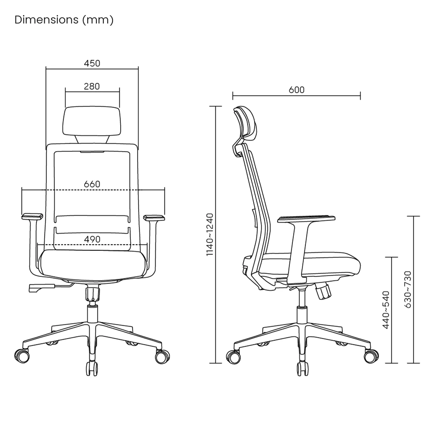 Ergo Office ER-425 Silla de oficina ergonómica Premium con respaldo alto, máx 150kg - Image 8