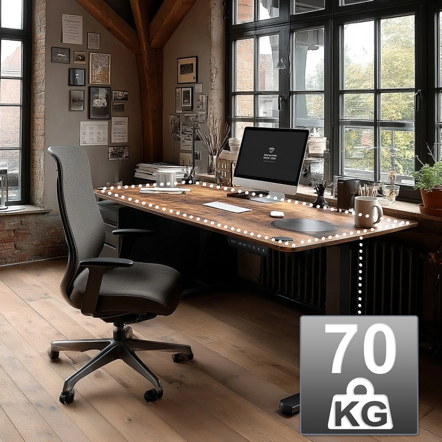 Ergo Office ER-451 Escritorio de altura regulable eléctricamente, para estar de pie y sentado, altura máxima 114cm - Image 12