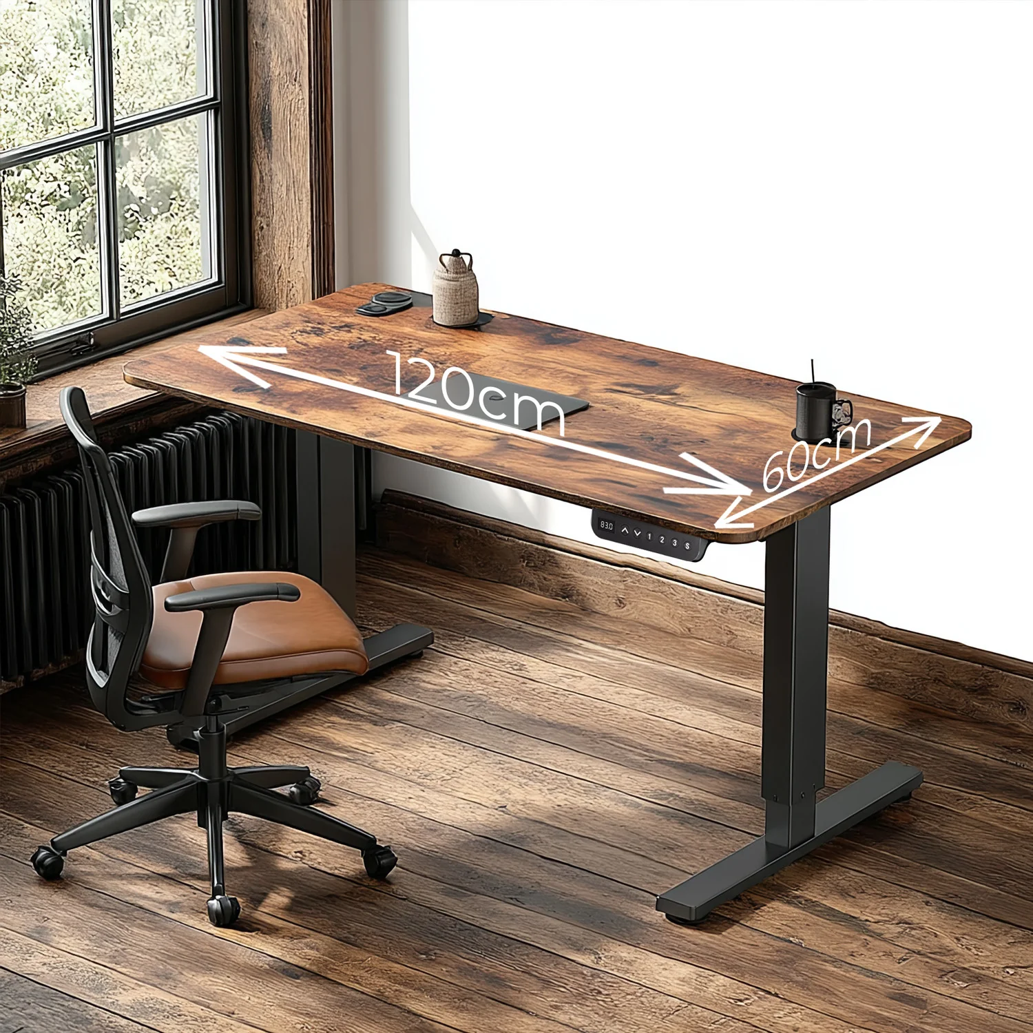 Ergo Office ER-451 Escritorio de altura regulable eléctricamente, para estar de pie y sentado, altura máxima 114cm - Image 13