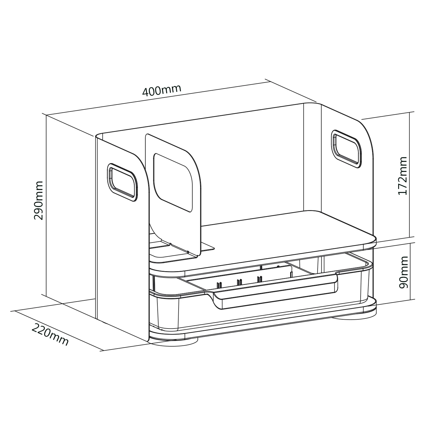 Ergo Office Organizador de escritorio con cajón, blanco, max. 10kg, ER-440 + Organizador de escritorio para utensilios ER-442 - Image 4