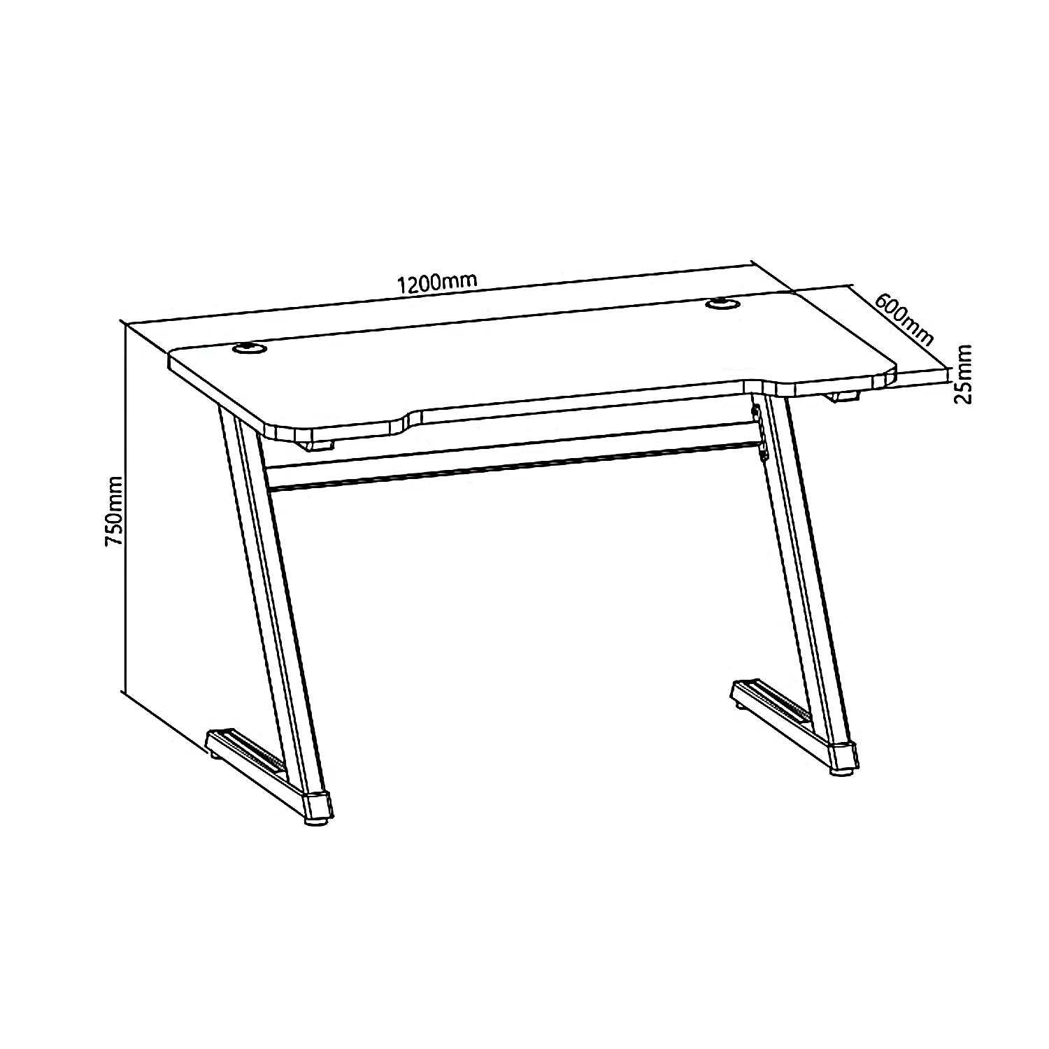 Escritorio ergonómico para juegos con sistema de gestión de cables 120 x 60 cm, hasta 50 kg NanoRS RS120 - Image 3