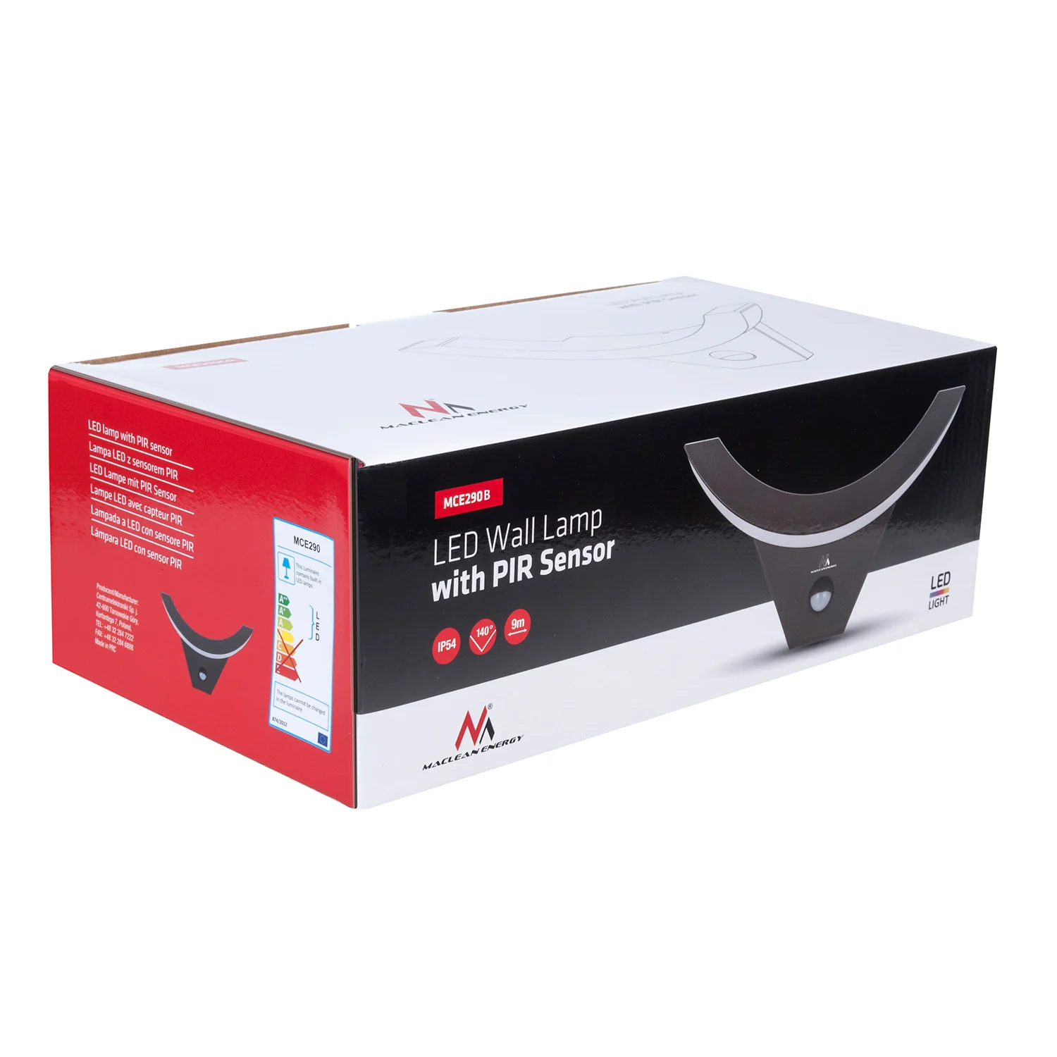 Lámpara LED con sensor de movimiento infrarrojo MCE290 B 800lm 10W IP54 Maclean Energy negro - Image 4