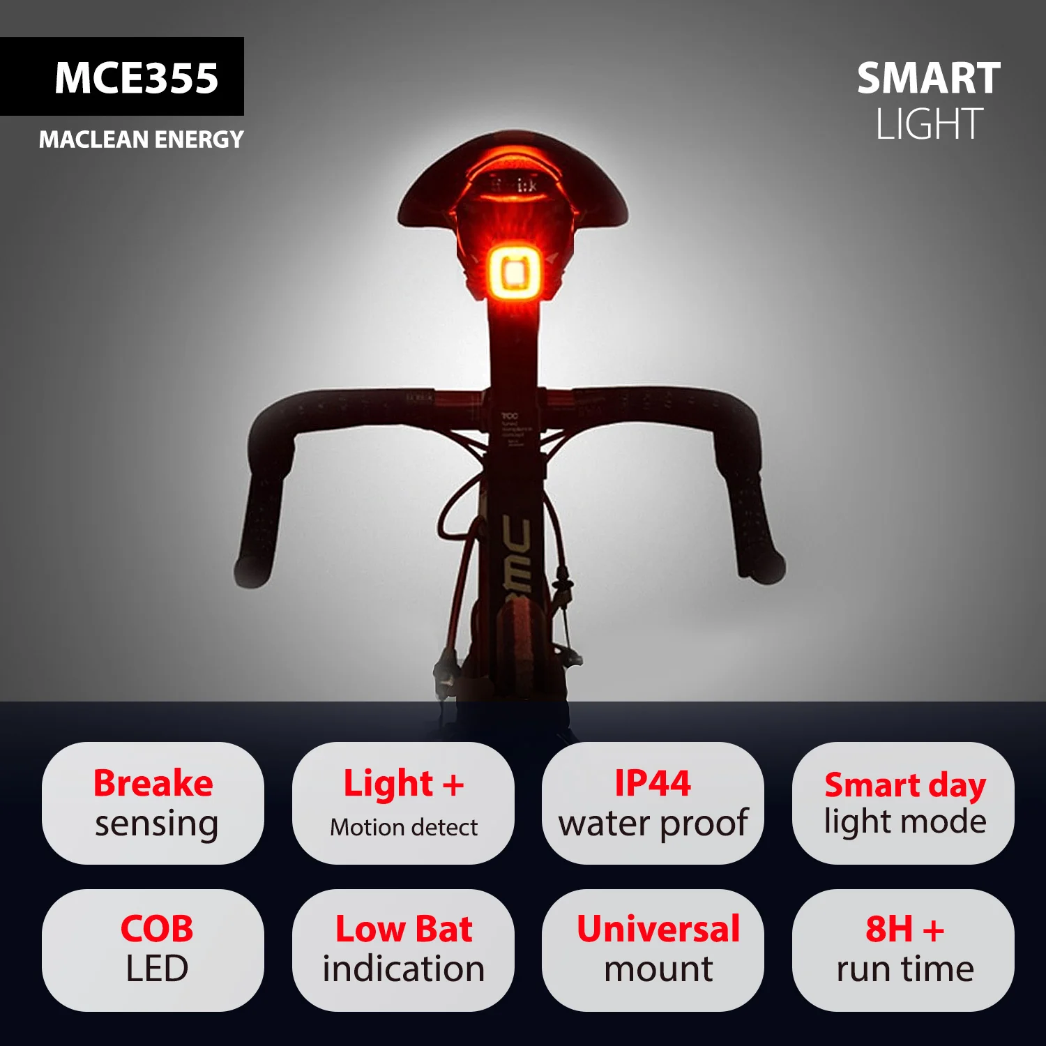 Luz LED trasera para bicicleta 37x37x16mm Maclean MCE355 - Image 11