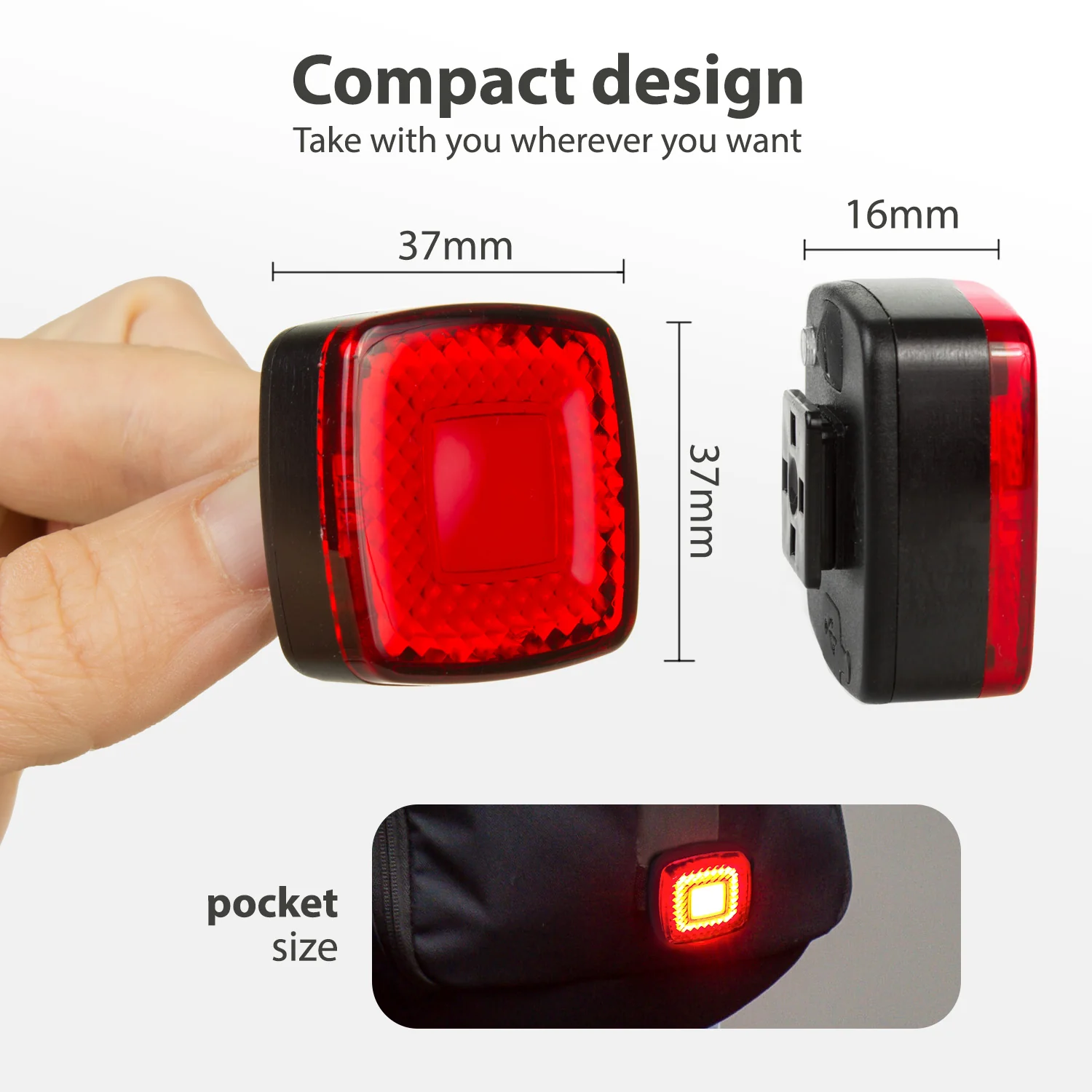 Luz LED trasera para bicicleta 37x37x16mm Maclean MCE355 - Image 12