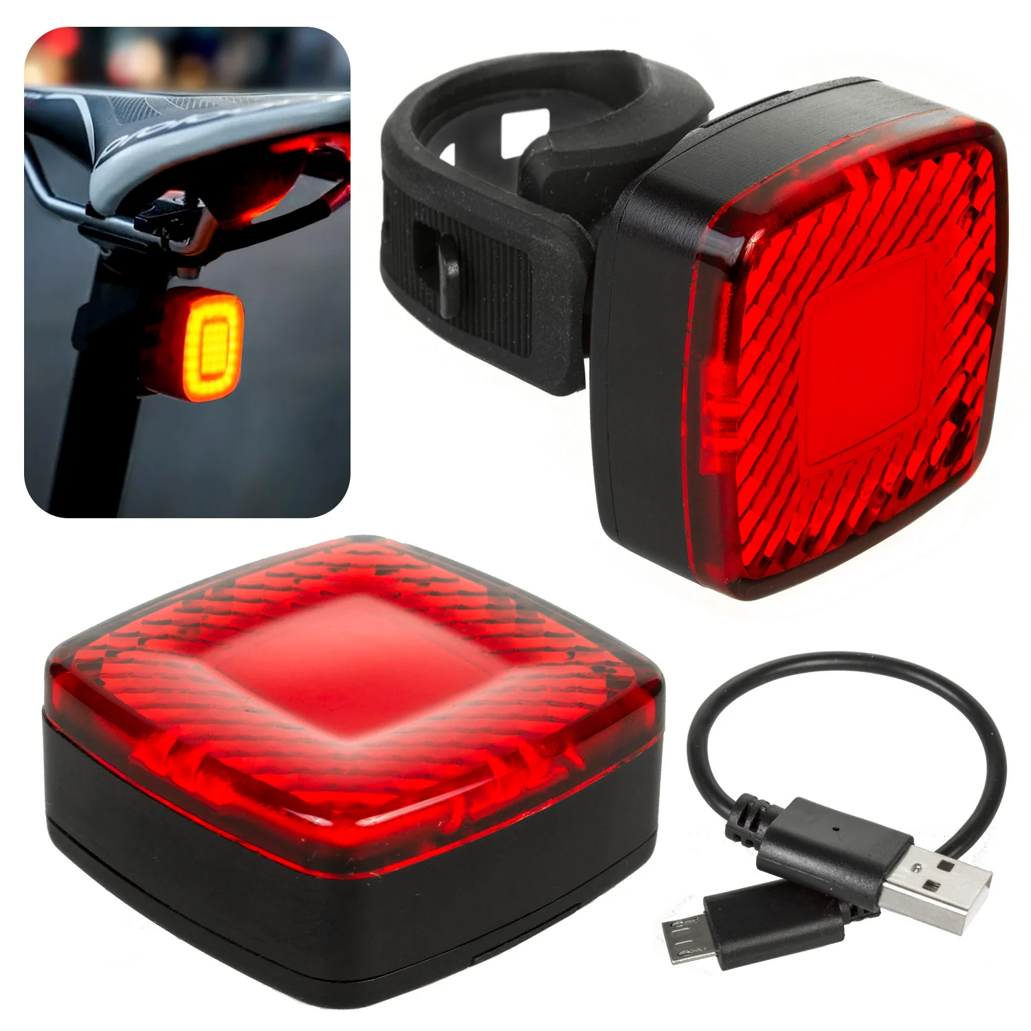 Luz LED trasera para bicicleta 37x37x16mm Maclean MCE355 - Image 6