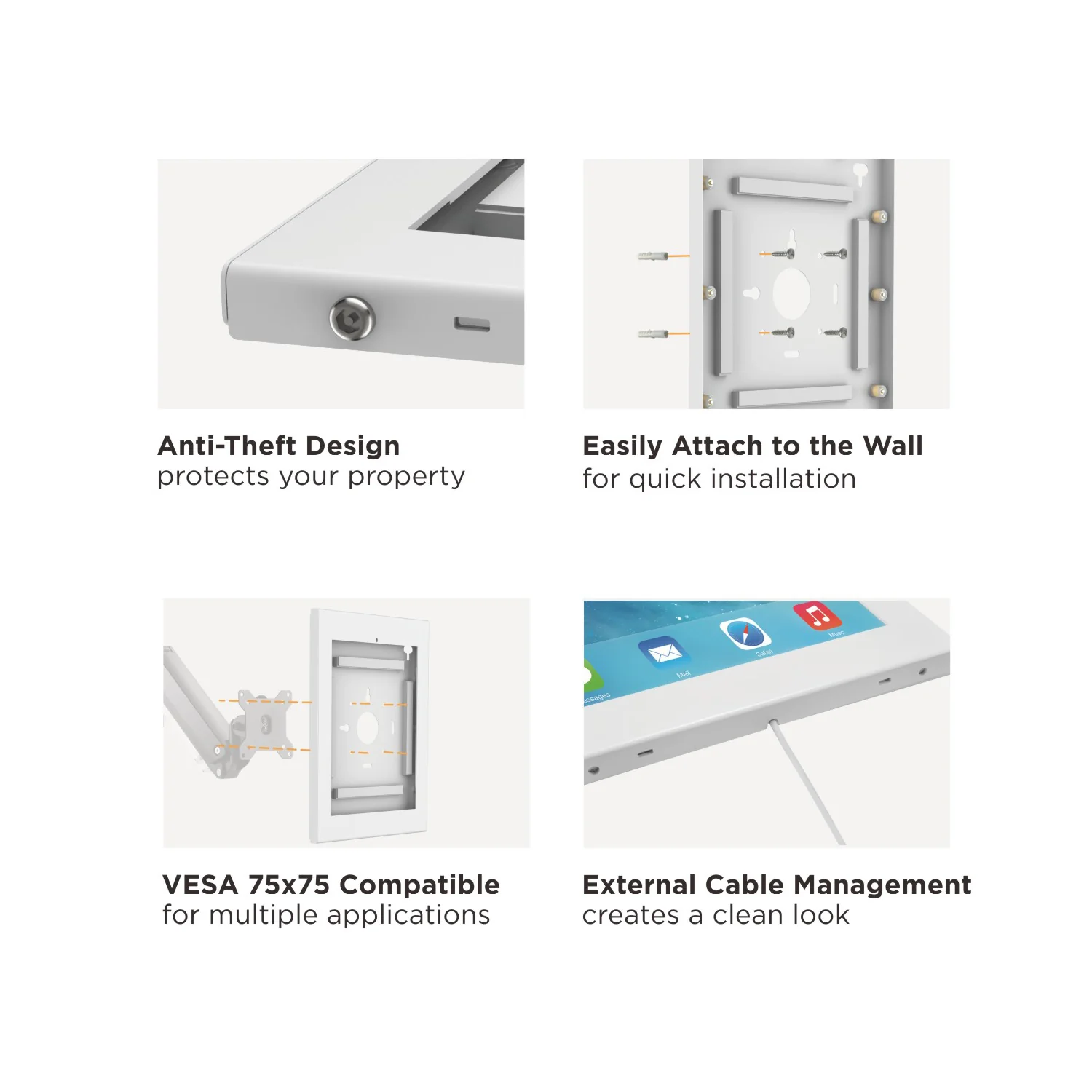 Maclean MC-907W Soporte de pared para tabletas Protección antirrobo para iPad Pro de 12,9" VESA 75 x 75 - Image 7