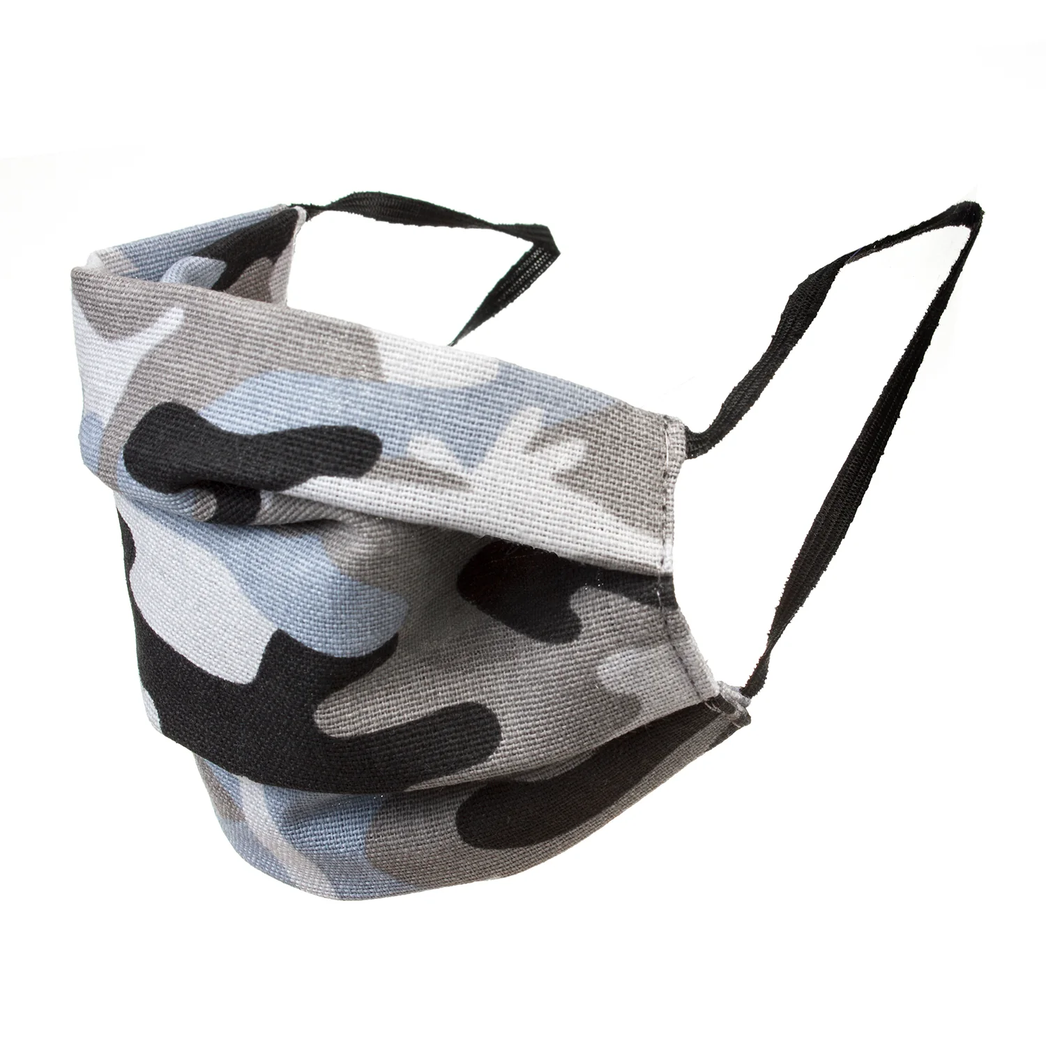 Máscara protectora reutilizable con un elástico de algodón - color camuflaje gris y azul - Image 3