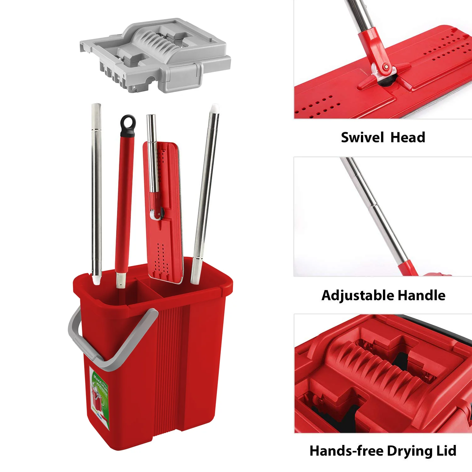 Mopa plana con cubo + dos piezas de microfibra MaxiClean GB850 MOP - Image 9