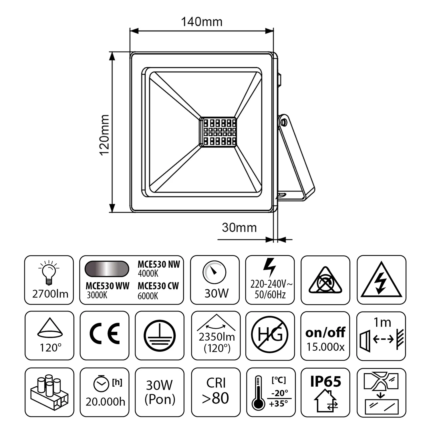 Puesto de trabajo de suelo con iluminador LED Maclean 30W - Image 12