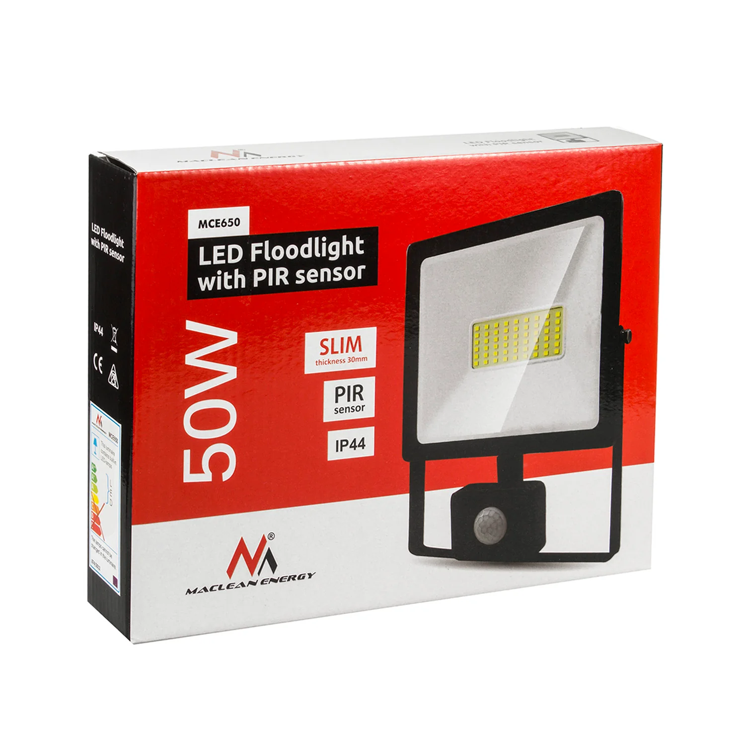 Reflector LED con sensor de movimiento PIR 50W 4000 lúmenes proyectores de iluminación exterior Slim IP44 a prueba de salpicaduras (50W, blanco neutro 4000K) - Image 7