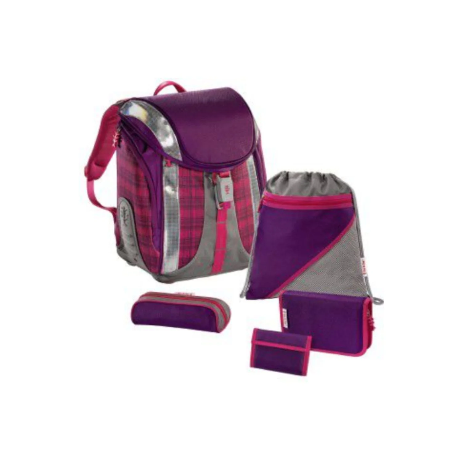 Set escolar: mochila, estuche, portatodo, cartera, saco FLEXLINE Step by Step DAHLIA CHECKED Hama 001031500000 - Image 9