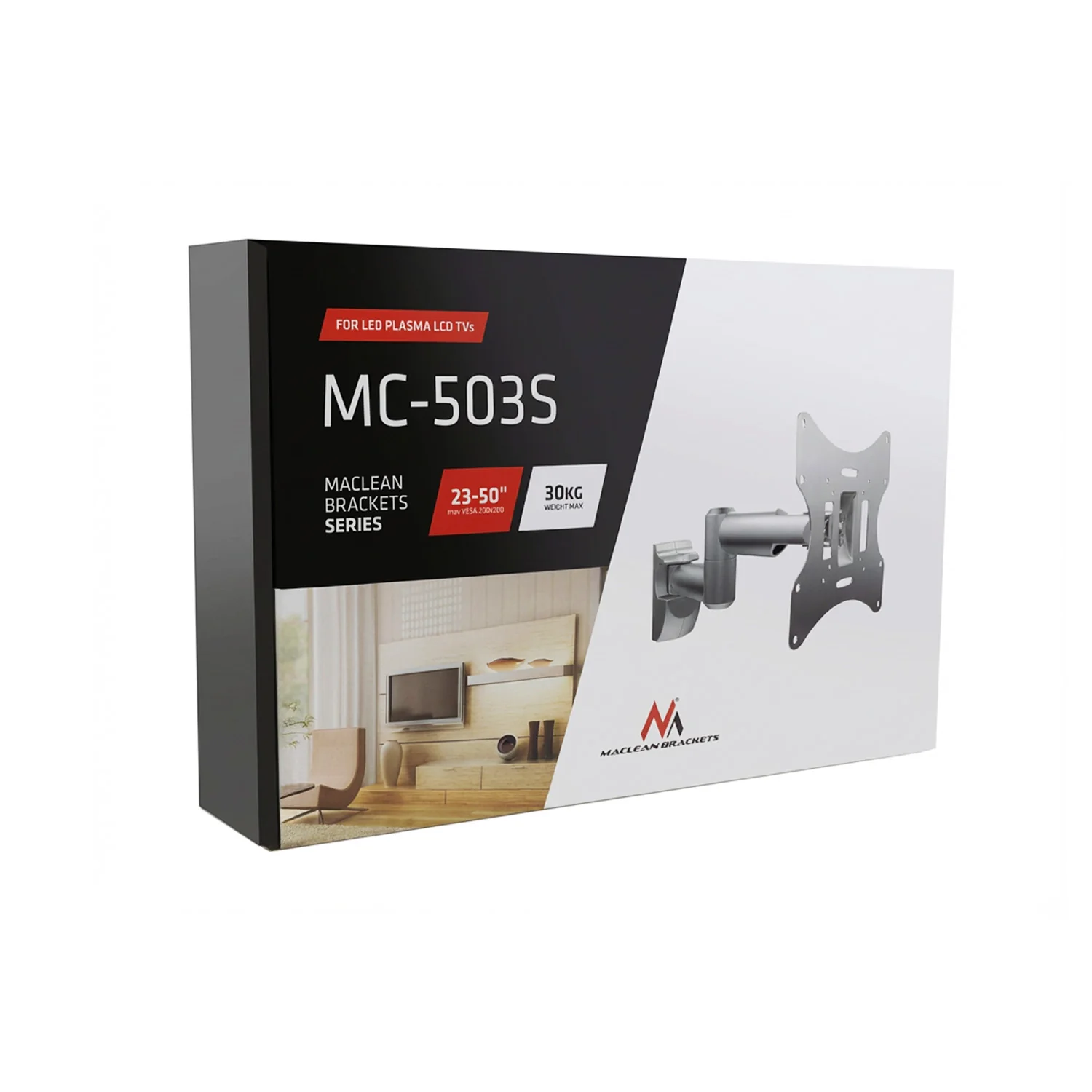 Soporte para televisor o monitor Maclean, universal, máx. VESA 200x200, 23-50", 30 kg, plateado, MC-503A S - Image 9