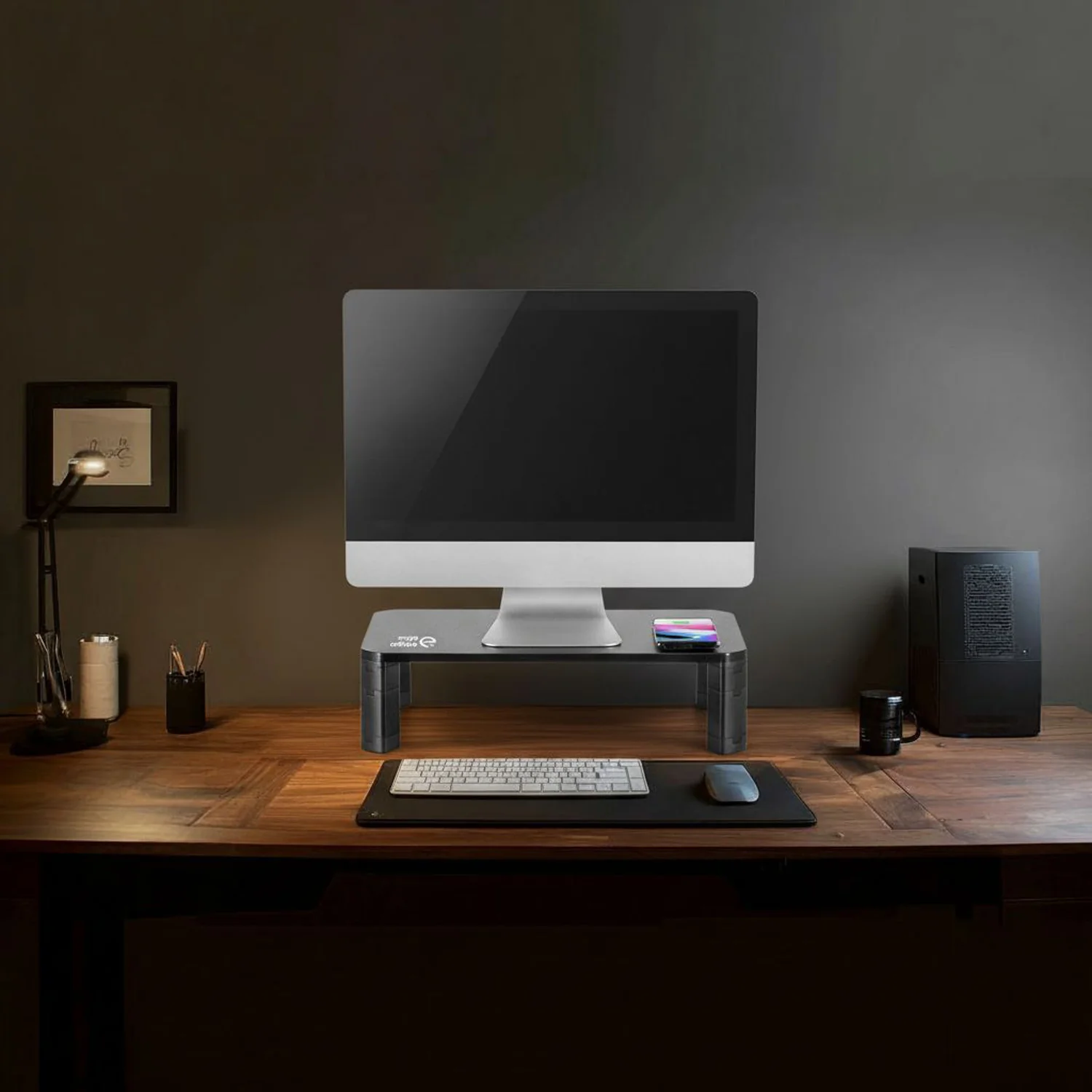 Soporte de pantalla ajustable en altura con soporte de monitor de carga inalámbrica Qi de 17"~32" hasta un máximo de 20 kg de carga por inducción - Image 11