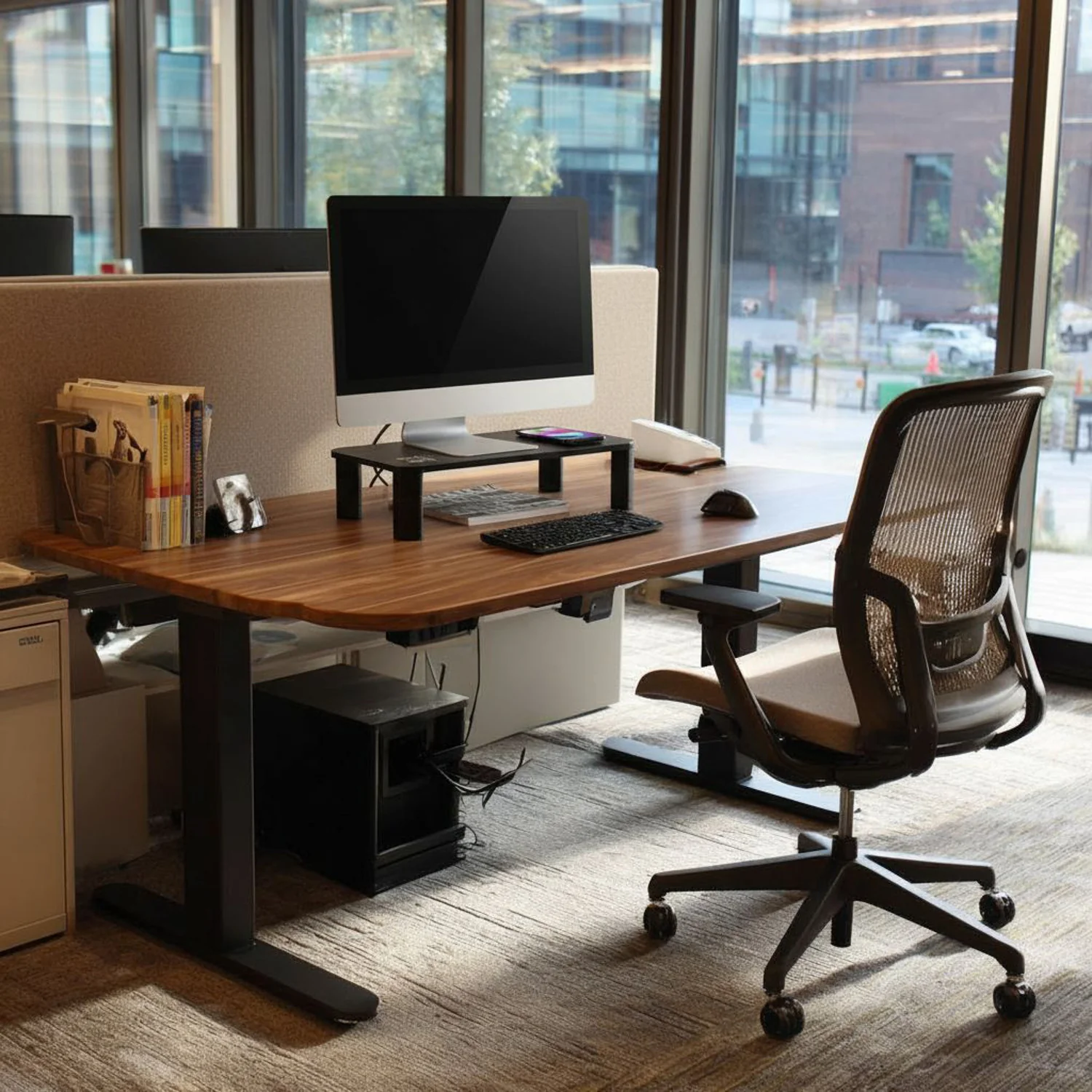 Soporte de pantalla ajustable en altura con soporte de monitor de carga inalámbrica Qi de 17"~32" hasta un máximo de 20 kg de carga por inducción - Image 12