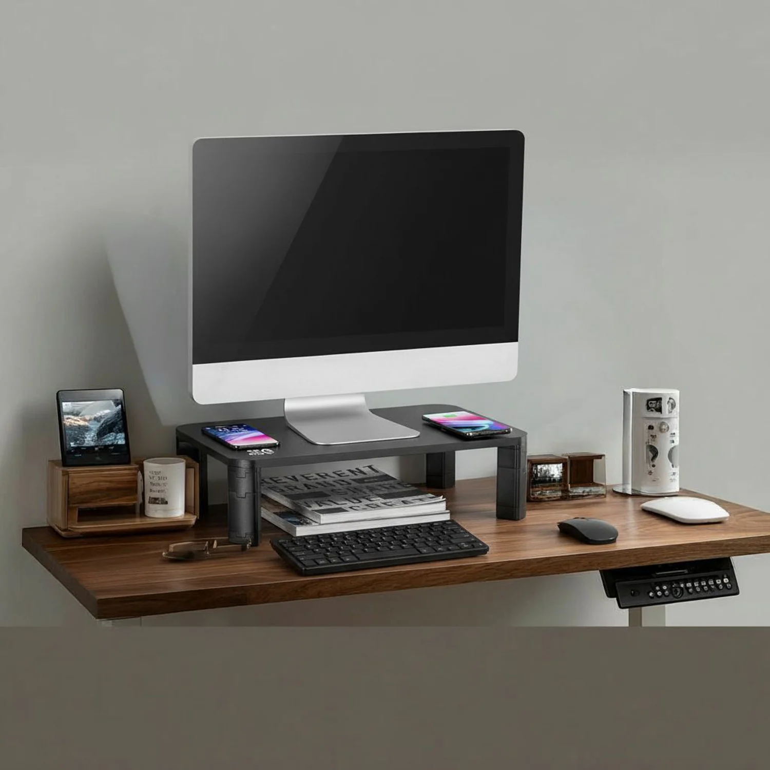 Soporte de pantalla ajustable en altura con soporte de monitor de carga inalámbrica Qi de 17"~32" hasta un máximo de 20 kg de carga por inducción - Image 13