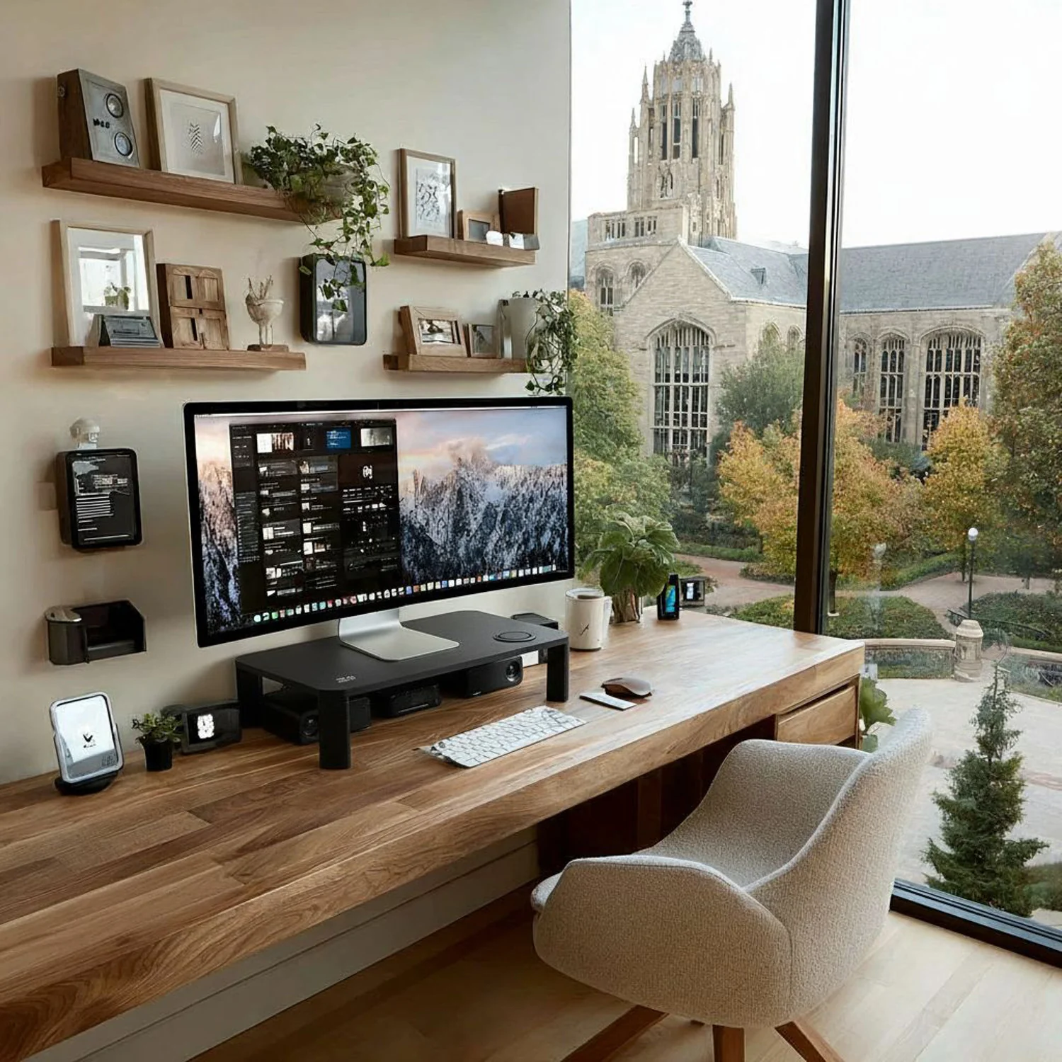 Soporte de pantalla ajustable en altura con soporte de monitor de carga inalámbrica Qi de 17"~32" hasta un máximo de 20 kg de carga por inducción - Image 14