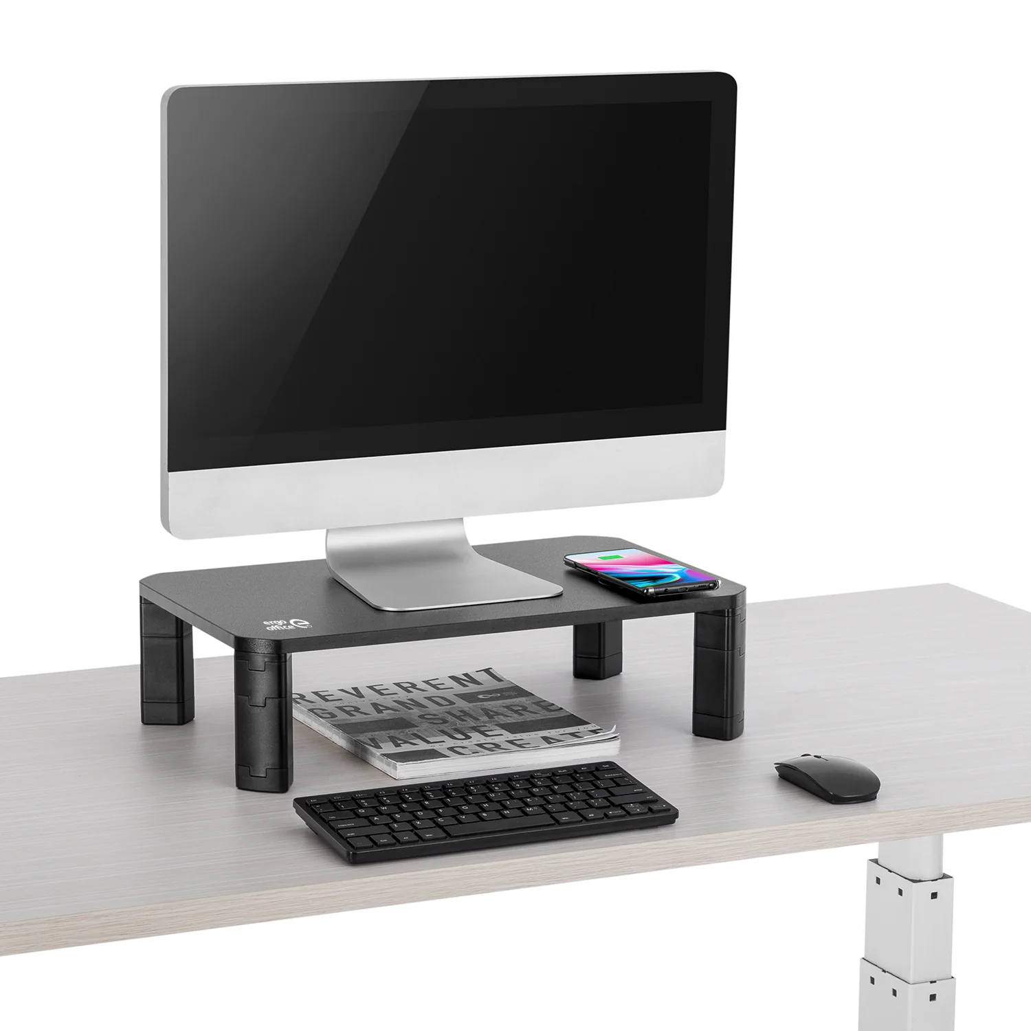 Soporte de pantalla ajustable en altura con soporte de monitor de carga inalámbrica Qi de 17"~32" hasta un máximo de 20 kg de carga por inducción - Image 5