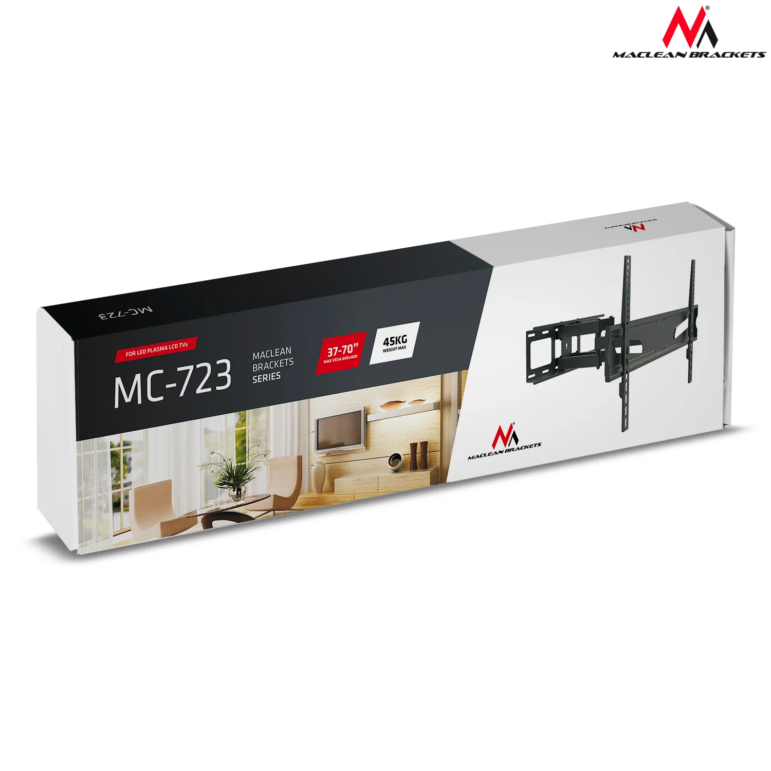 Maclean MC-723B Soporte de pared para TV pantalla LCD/LED TV 37-80", Carga máx. 45kg, máx. VESA 600x400 - Image 9