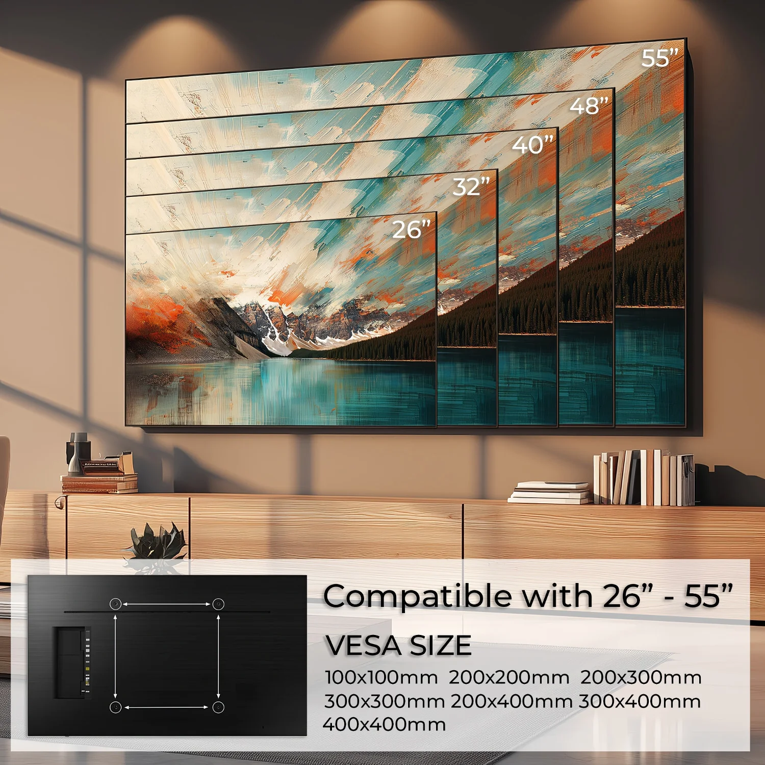 Soporte de pared ultra delgado para TV 26-55 " carga hasta 40 kg universal negro max vesa 400x400 Maclean MC-862 - Image 10
