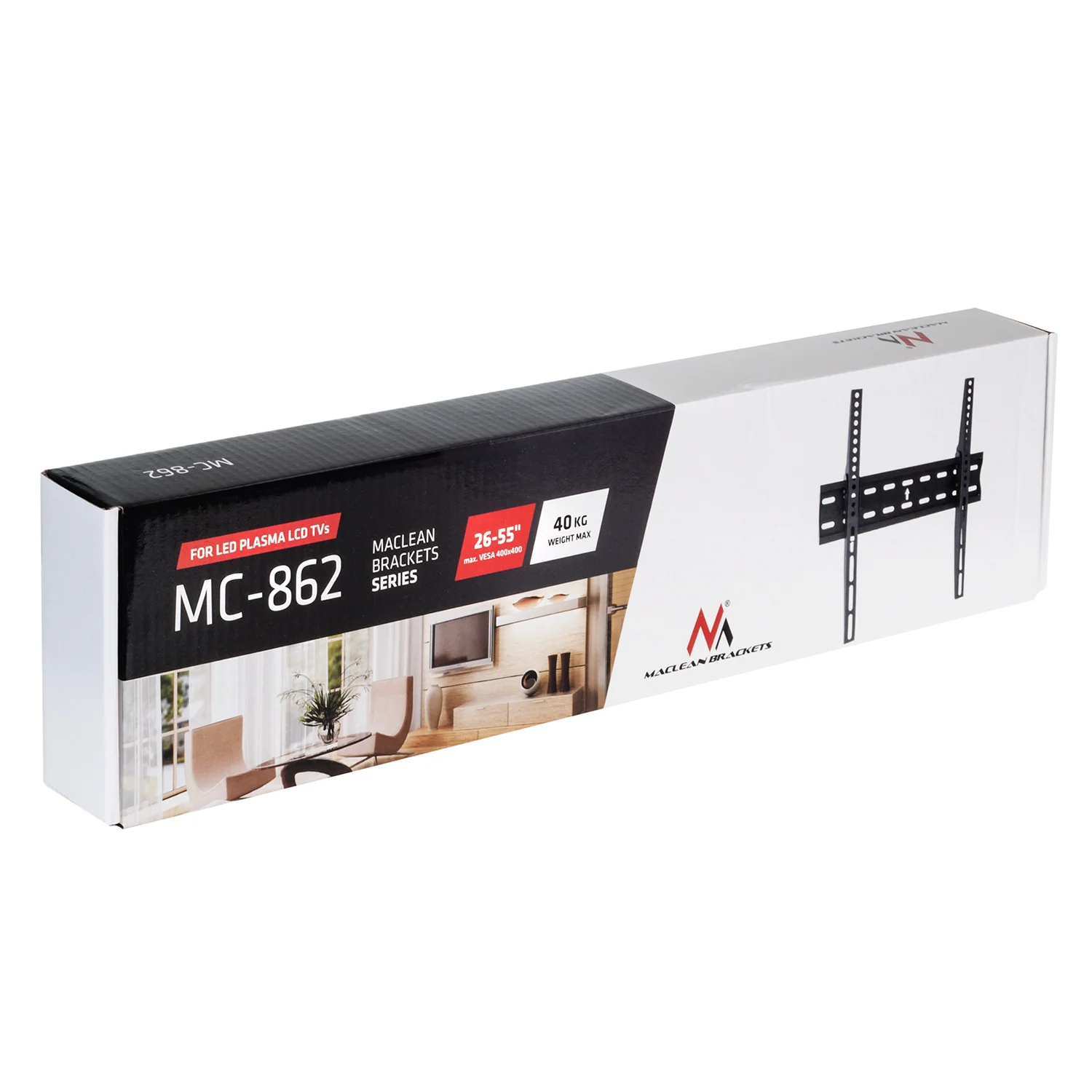 Soporte de pared ultra delgado para TV 26-55 " carga hasta 40 kg universal negro max vesa 400x400 Maclean MC-862 - Image 5
