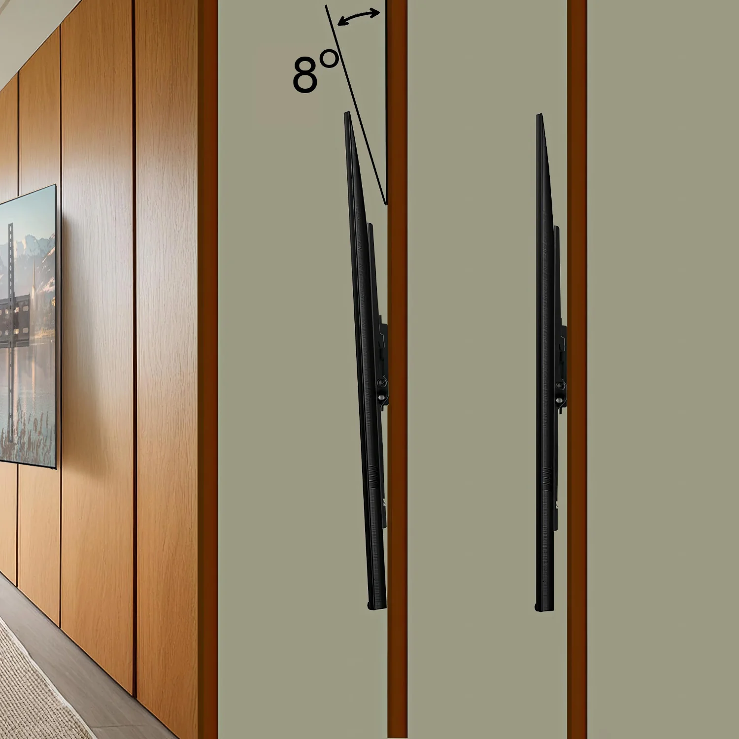 Soporte de pared ultra delgado para TV 26-55 " carga hasta 40 kg universal negro max vesa 400x400 Maclean MC-862 - Image 8