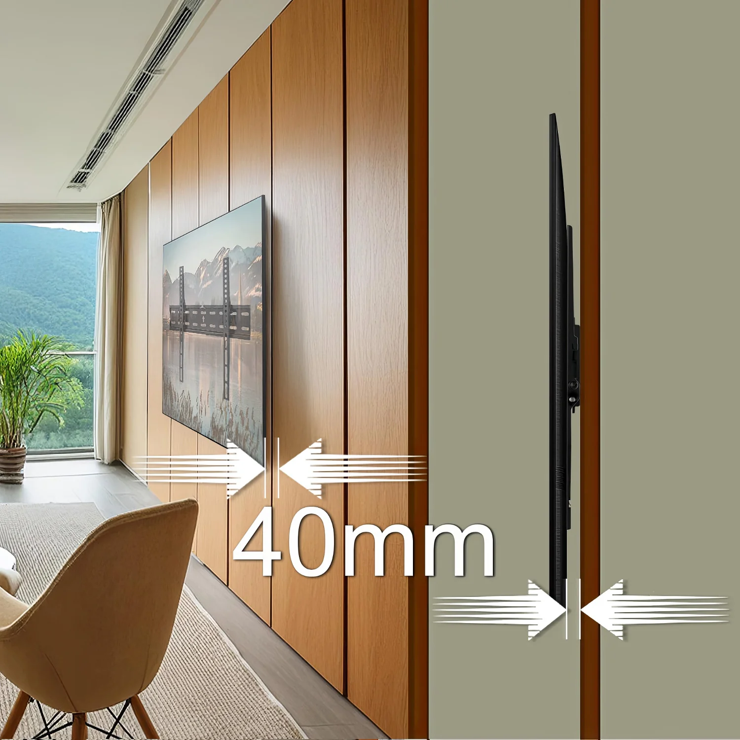 Soporte de pared ultra delgado para TV 26-55 " carga hasta 40 kg universal negro max vesa 400x400 Maclean MC-862 - Image 9