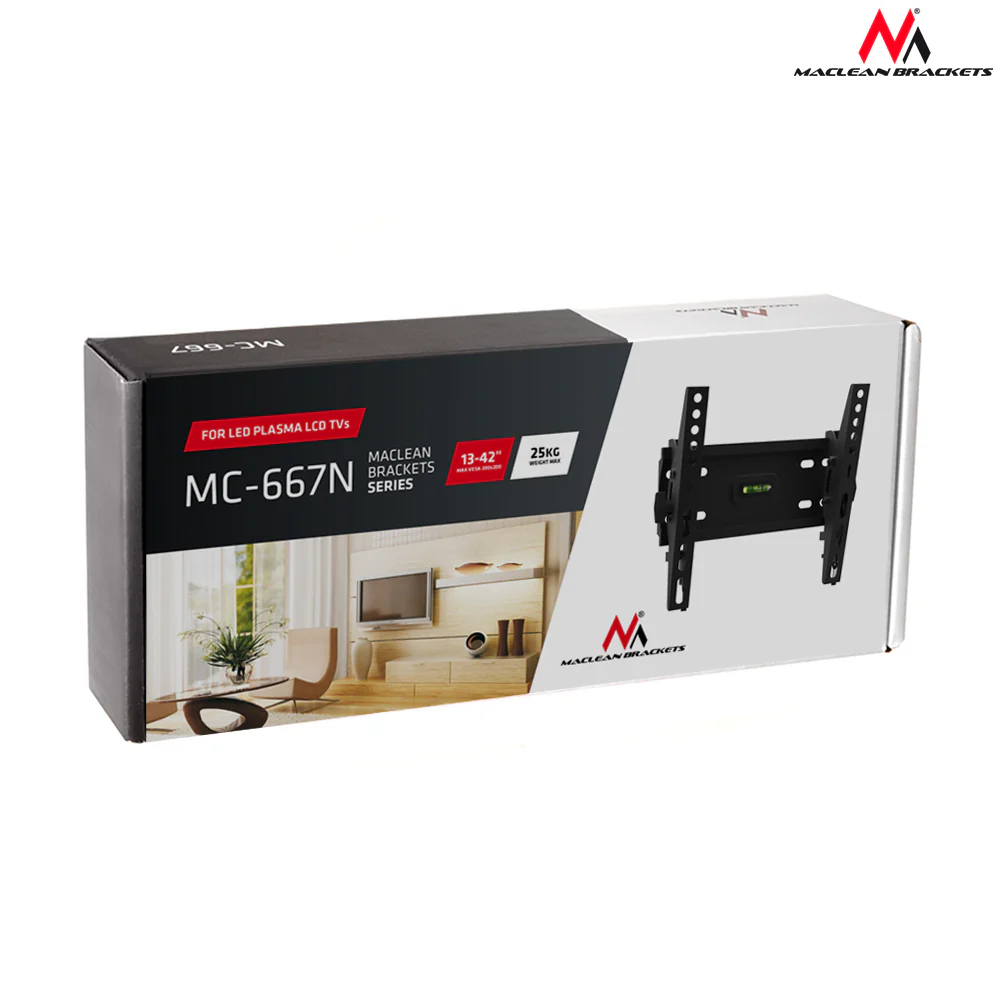 Soporte fijo de pared para pantalla LCD LED TV 23-42", 25kg, VESA 200x200 Maclean MC-667 - Image 3