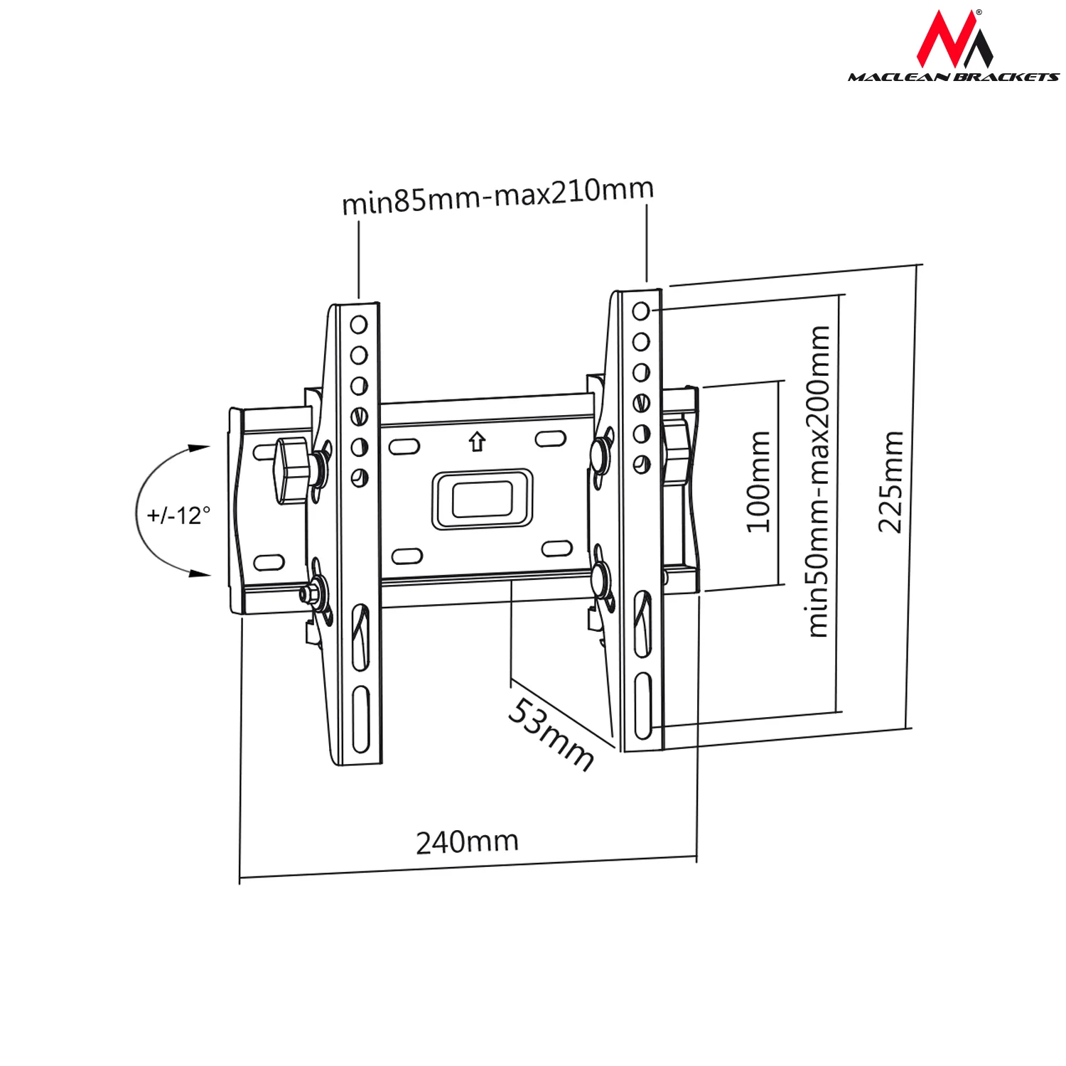 Soporte fijo de pared para pantalla LCD LED TV 23-42", 25kg, VESA 200x200 Maclean MC-667 - Image 8