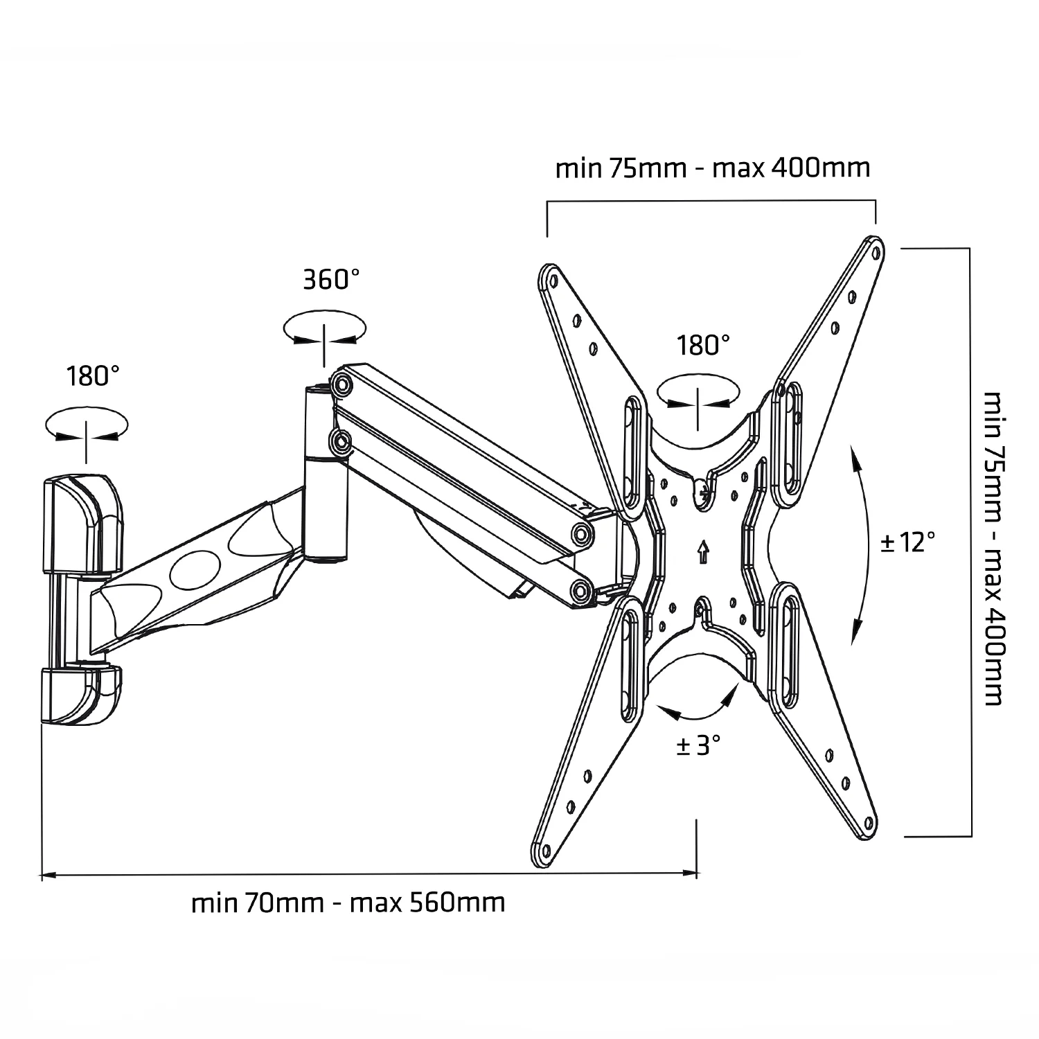 Soporte para TV o monitor con resorte de gas 32 - 55" 22kg Maclean MC-784 - Image 7