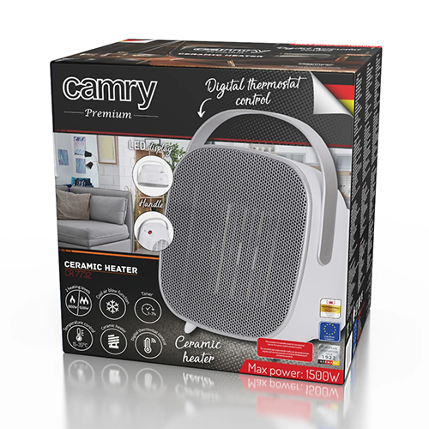 Termoventilador cerámico con LED Camry CR 7732 1500W - Image 9